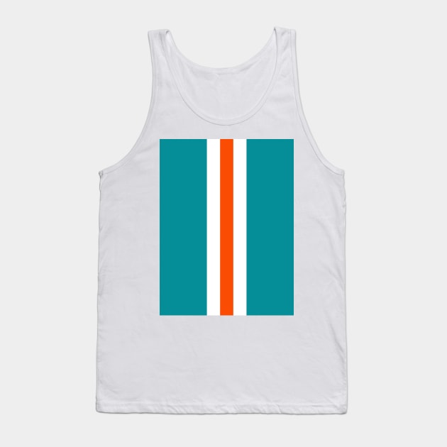 Retro American Football Stripes Miami Teal White Orange Tank Top by Culture-Factory